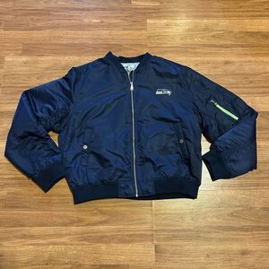 WEAR by Erin Andrews NFL Seattle Seahawks Full Zip Bomber Jacket Blue | Women Si